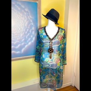 🚨SOLD🚨BOHO Dress Tunic Kaftan Blue